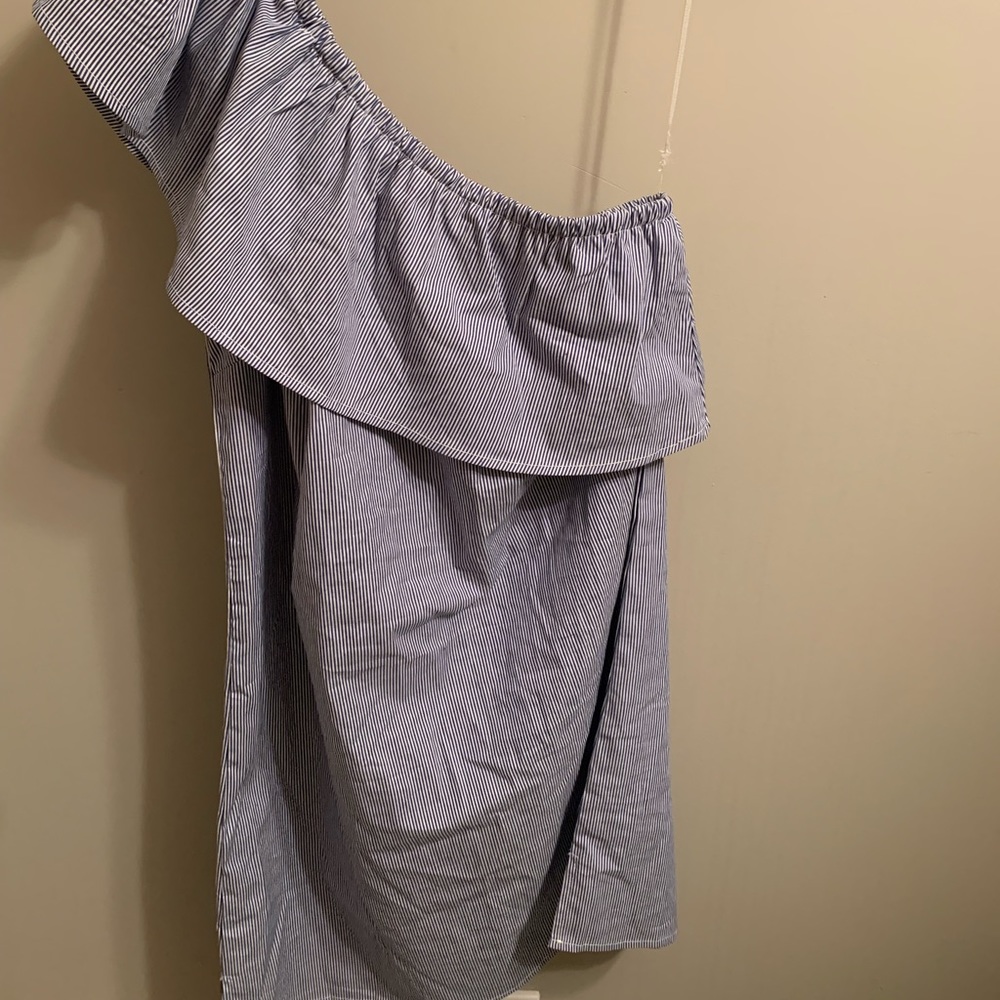 NWT Blue & white striped one shoulder dress
